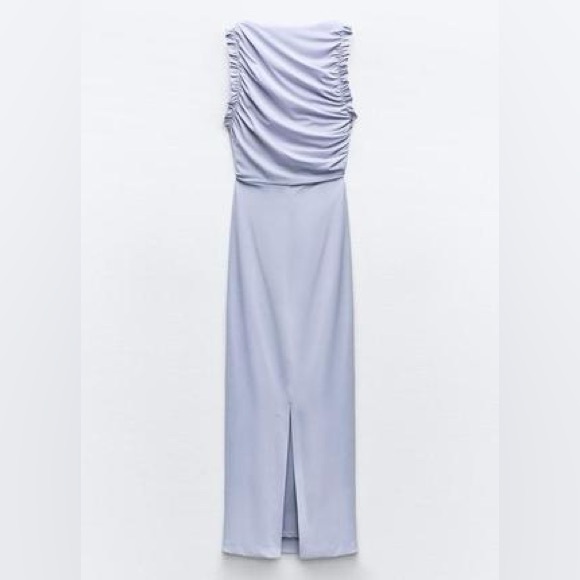 NWT Zara Ruffle Midi Dress Size M Powder Blue SS24 Collection 2886/262 - Picture 3 of 3